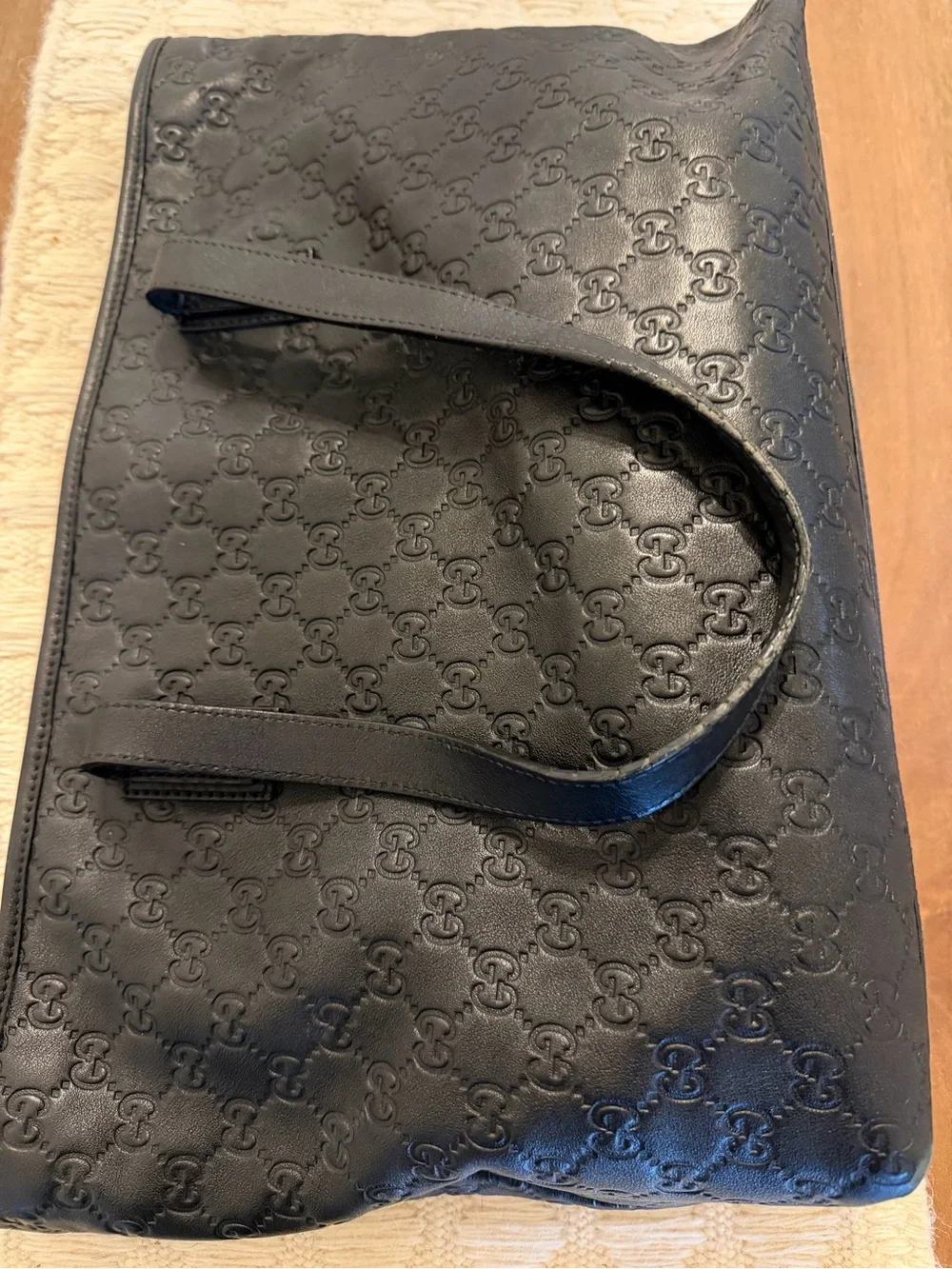 Gucci Black Embossed GG Leather Briefcase